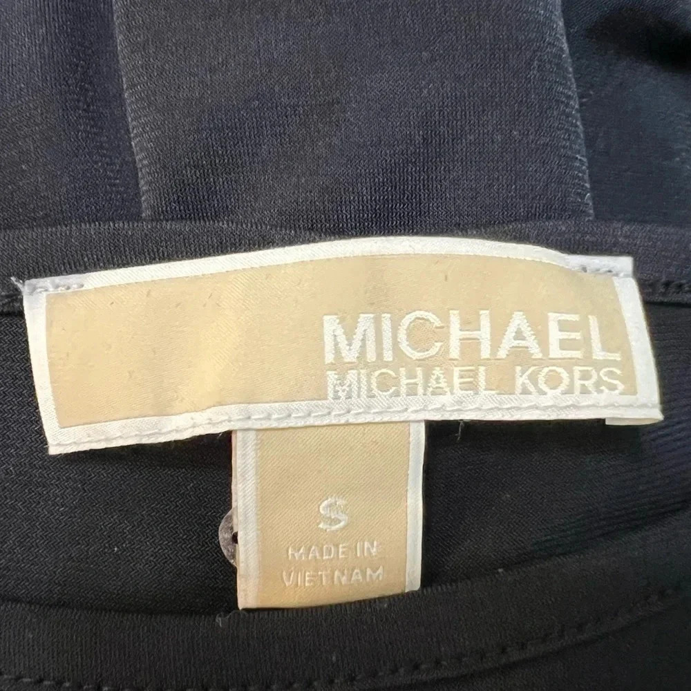 Michael Kors Navy Body Con Midi Dress w/Gold Studding. Size‎ Small. - Picture 3 of 11